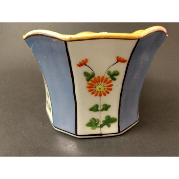 Vintage Lusterware Covered Candy Dish Peach Blue Gold Ceramic Porcelain Painted - Picture 4 of 10